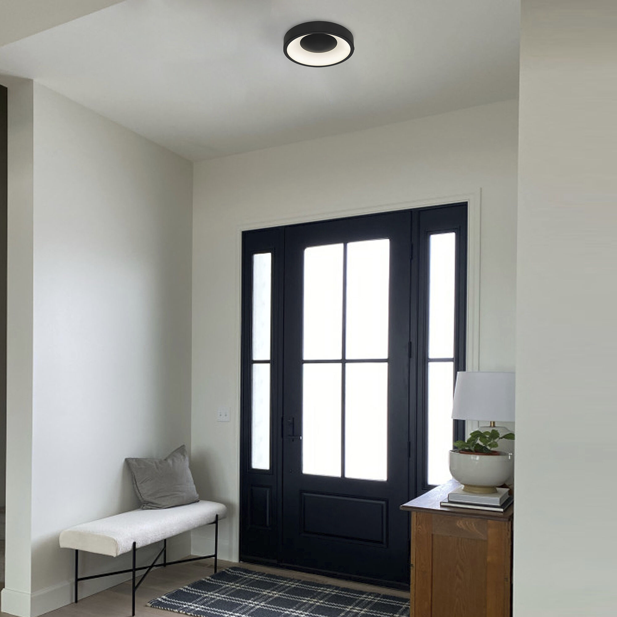 Stellar LED 11 inch Sand Black Outdoor Flush Mount